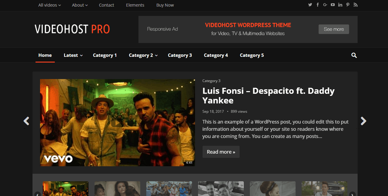 videohost wp theme