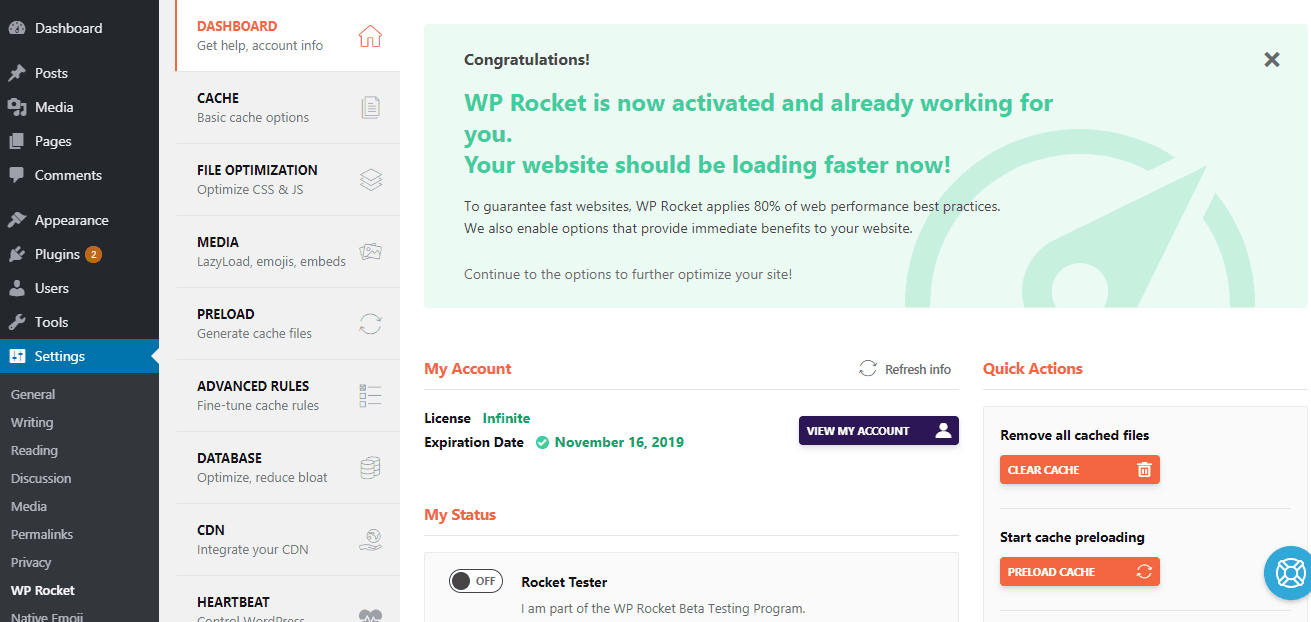 wp rocket license verification