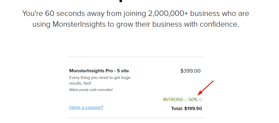 monsterinsights discount coupon