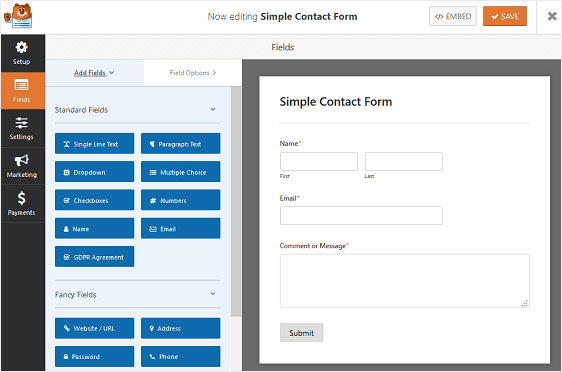 wpforms simple contact form