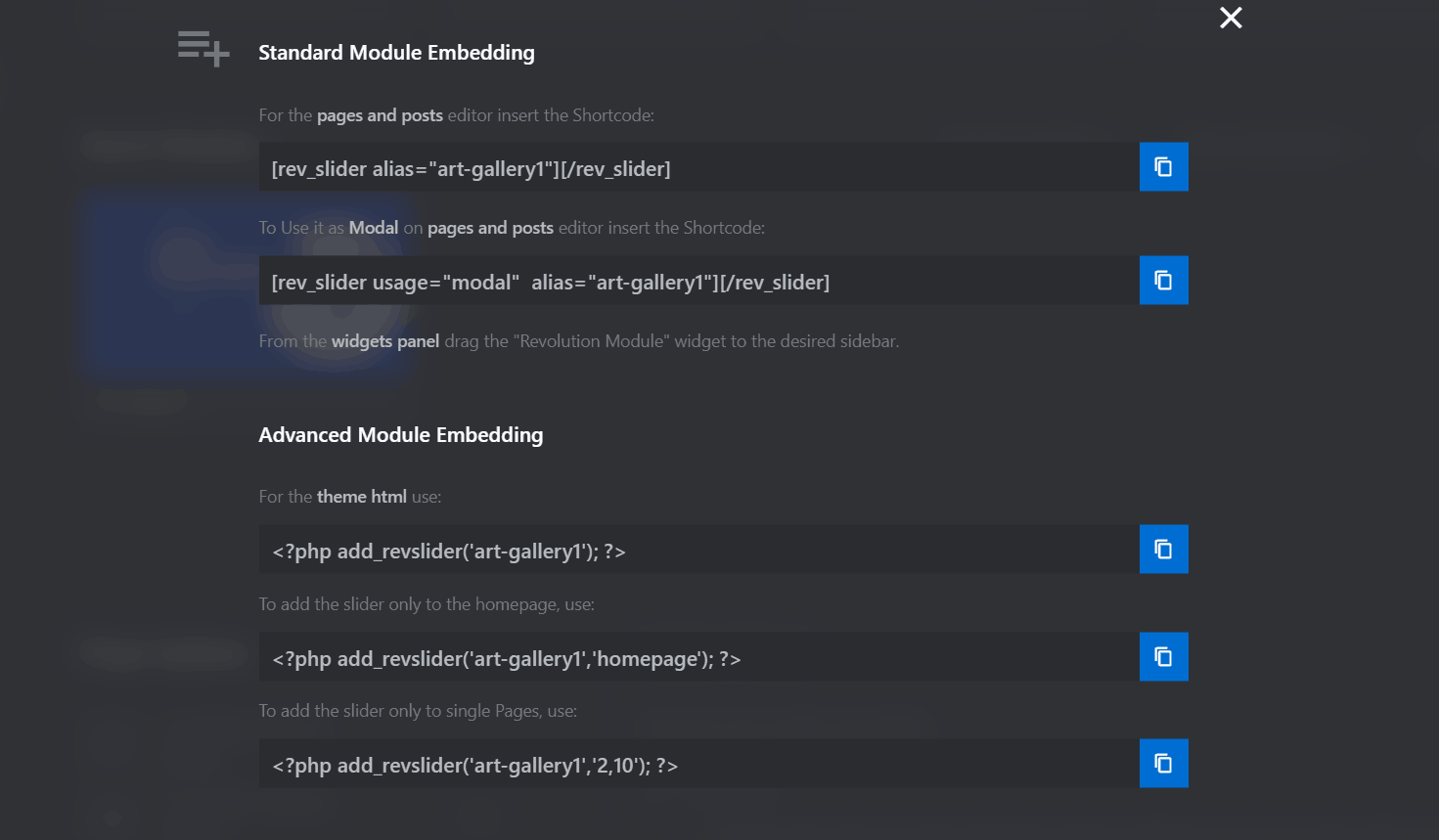 slider revolution embedding