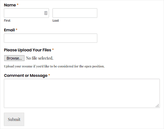 wpforms file upload form