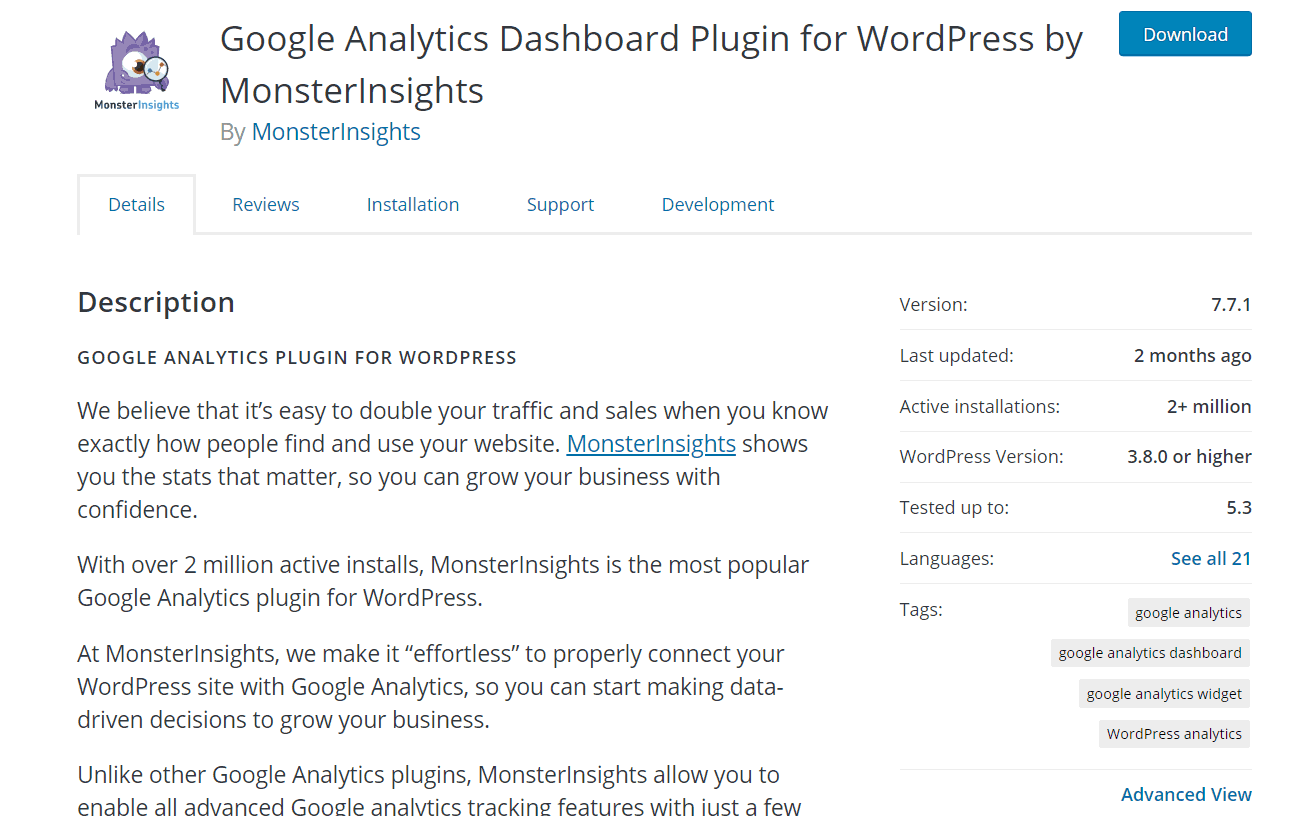 monsterinsights lite plugin