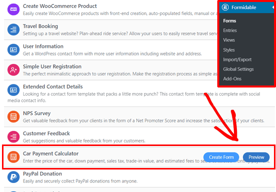 formidable forms pre-made templates