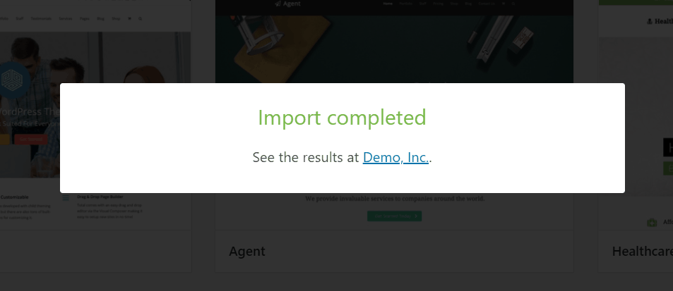demo import completed