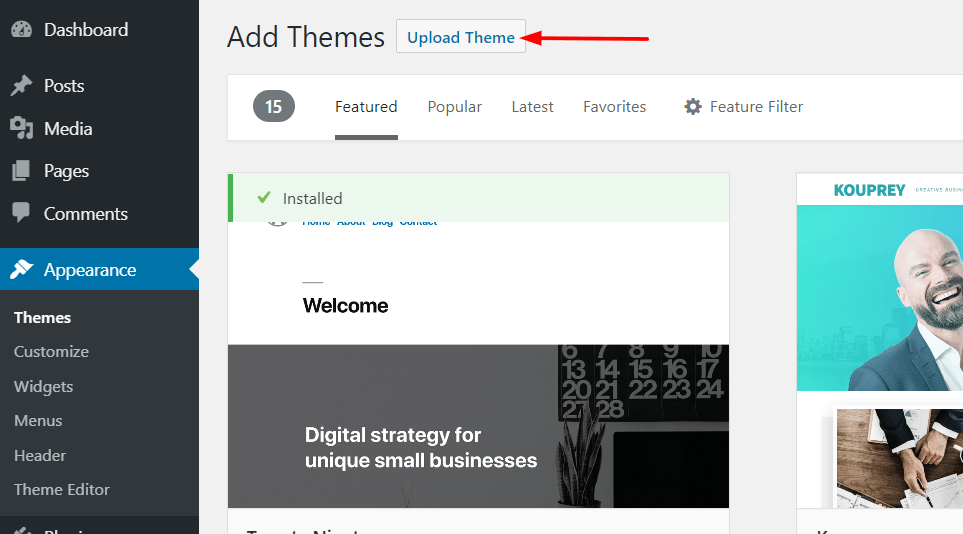 upload theme