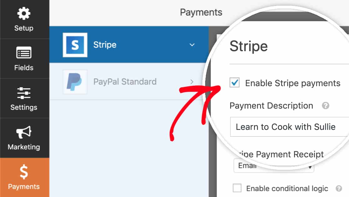 enable stripe