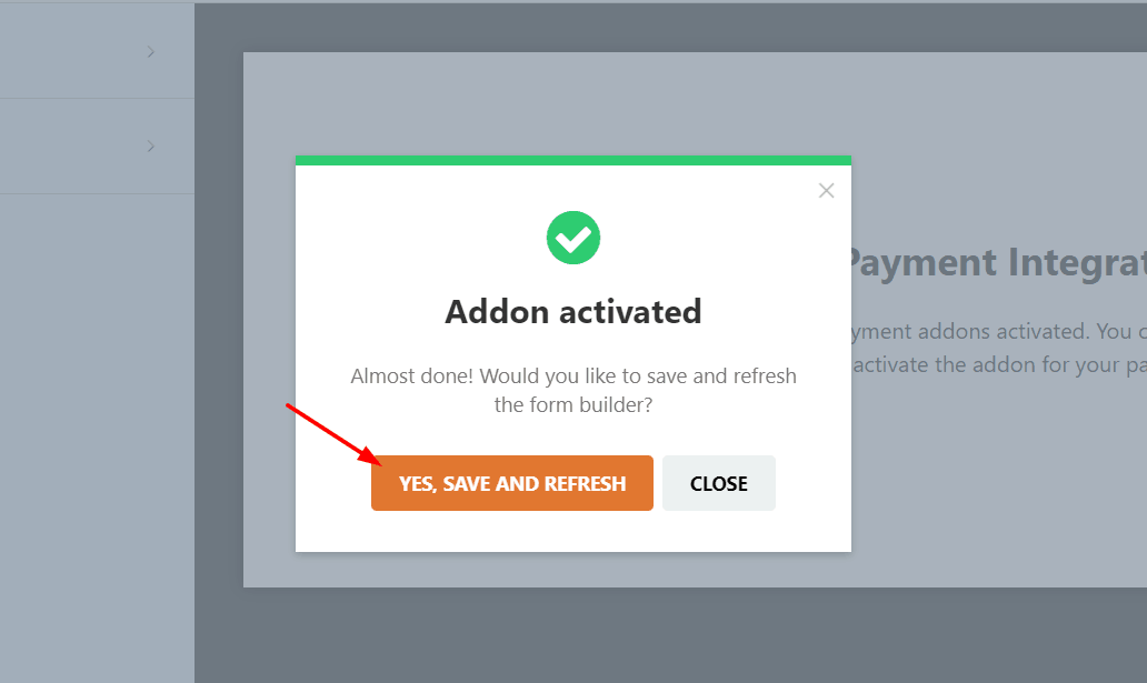 stripe addon activated