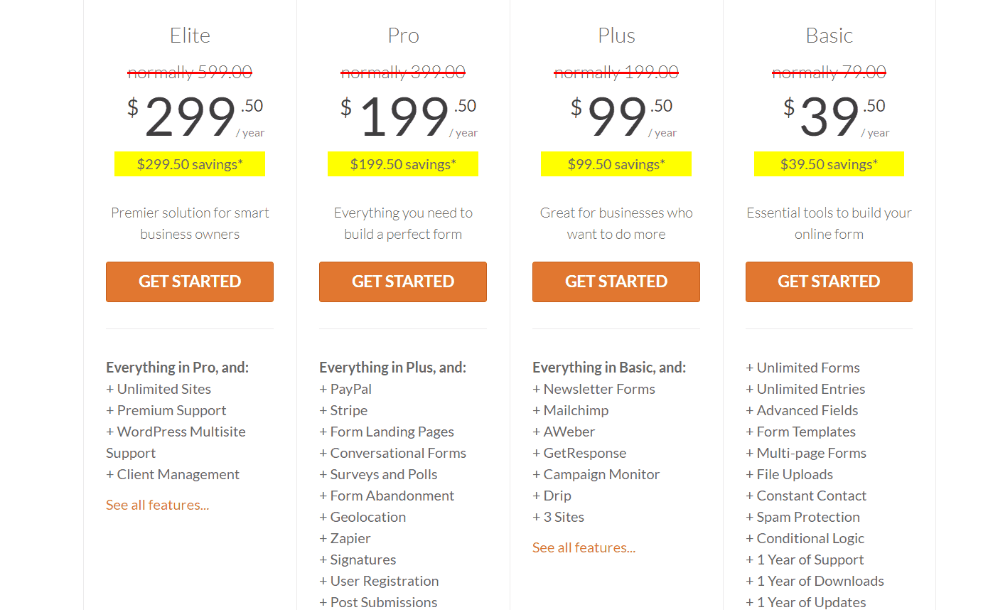 wpforms pricing