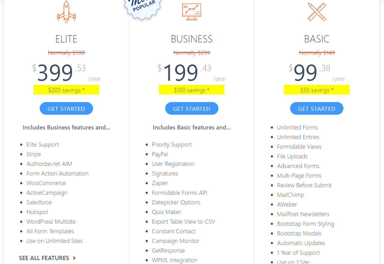 formidable forms pricing