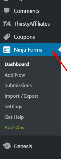 ninja forms settings