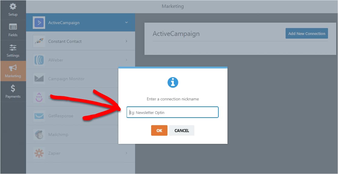 add new activecampaign connection